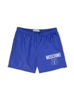 Moschino Kids short de bain à logo imprimé - Bleu