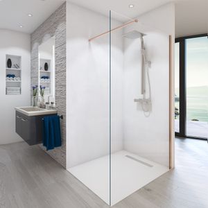 BWS Inloopdouche Pro Line Helder Glas 60x200 Geborsteld Brons Koper Profiel en Stang