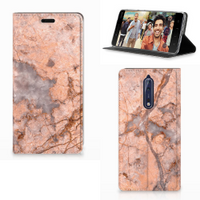 Nokia 8 Standcase Marmer Oranje - thumbnail