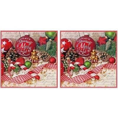 Ambiente Kerstservetten - 40x - gedecoreerd - rood - 33 x 33 cm - 3 laags