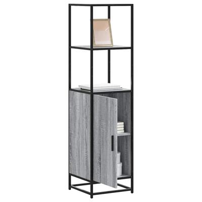 Hoge kast 35,5x35x139 cm bewerkt hout en metaal grijs sonoma