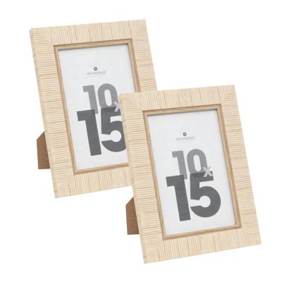 Atmosphera Fotolijstje - 2x - voor 10 x 15 cm foto - beige - mdf/glas - ornament frame 14.8 x 19.5 c Atmosphera Fotolijstje - 2x - voor 10 x 15 cm foto - beige - mdf/glas - ornament frame 14.8 x 19.5 c