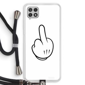 Middle finger white: Samsung Galaxy A22 4G Transparant Hoesje met koord