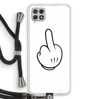 Middle finger white: Samsung Galaxy A22 4G Transparant Hoesje met koord