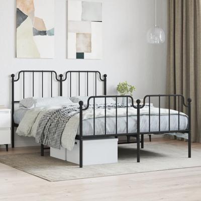 Bedframe met hoofd- en voeteneinde metaal zwart 140x200 cm