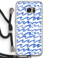 Blauwe golven: Samsung Galaxy S7 Edge Transparant Hoesje met koord Blauwe golven: Samsung Galaxy S7 Edge Transparant Hoesje met koord