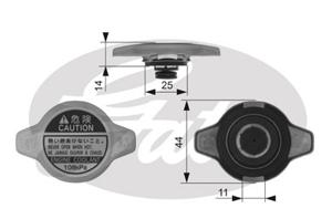 Radiateurdop GATES, u.a. für Suzuki, Toyota, Aston Martin, Fiat, Lexus, Mazda, Honda, Opel, Mitsubishi, GEO, Acura, Subaru, Citroën, Peugeot, Vauxhall