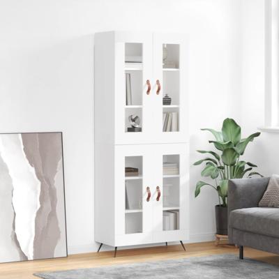 Hoge kast 69,5x34x180 cm bewerkt hout wit