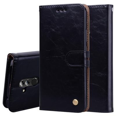 Zakelijke stijl olie Wax textuur horizontale Flip lederen Case voor Huawei Mate 20 Lite met houder & kaartsleuven & portemonnee (zwart)