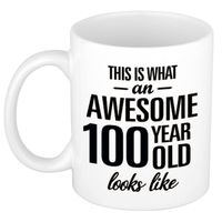 Awesome 100 year cadeau mok / verjaardag beker 300 ml - feest mokken - thumbnail