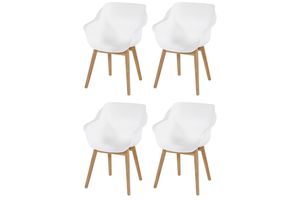 Set van 4 - Hartman Sophie Studio dining armstoel - White - Teak poot