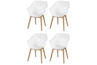 Set van 4 - Hartman Sophie Studio dining armstoel - White - Teak poot