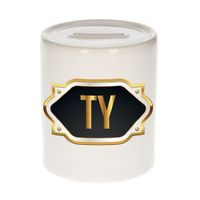 Naam cadeau spaarpot Ty met gouden embleem