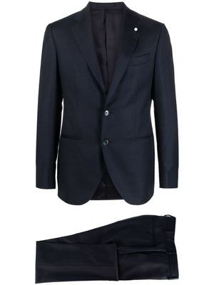 LUIGI BIANCHI MANTOVA costume à simple boutonnage en laine vierge - Bleu