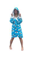Damesbadjas regenboog met capuchon - luxe fleece-xl