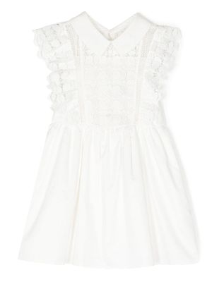 Self-Portrait Kids robe sans manches à motif en dentelle - Blanc