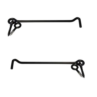 AMIG windhaak / windhaken - 4x stuks - staal - zwart - L20 cm - D6 mm - met schroefoog