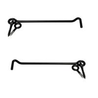 AMIG windhaak / windhaken - 4x stuks - staal - zwart - L20 cm - D6 mm - met schroefoog
