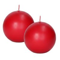 Trend Candles Bolkaars glad - 2x - rood - 8 cm - 25 branduren - ronde kaarsen