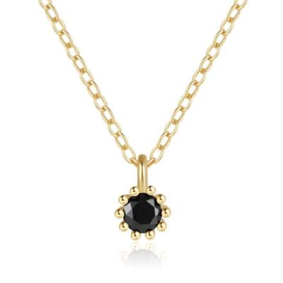 Elenza Goudkleurige Ketting met Zwarte Zirkonia in 925 Sterling Zilver