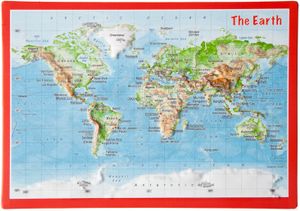 Ansichtkaart De Wereld met reliëf | GeoRelief