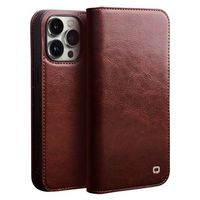 Qialino Classic iPhone 14 Pro Wallet Leren Hoesje - Bruin