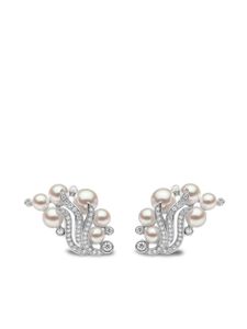 Yoko London boucles d'oreilles Raindrop en or blanc 18ct serties de diamants et de perles - Argent