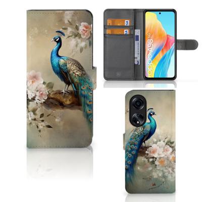 Telefoonhoesje | Met pasjeshouder | voor OPPO A98 5G Vintage Pauwen