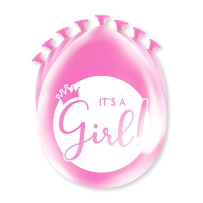 Geboorte Meisje thema Ballonnen - 8x - Roze - Versiering/feestartikelen