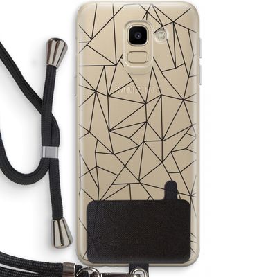 Geometrische lijnen zwart: Samsung Galaxy J6 (2018) Transparant Hoesje met koord