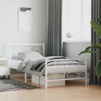 Bedframe met hoofd- en voeteneinde metaal wit 100x190 cm Bedframe met hoofd- en voeteneinde metaal wit 100x190 cm