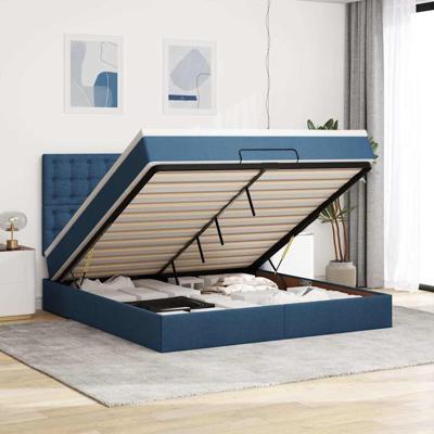 Ottoman bed met matras 160x200cm stof blauw