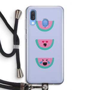 Smiley watermeloen: Samsung Galaxy A40 Transparant Hoesje met koord