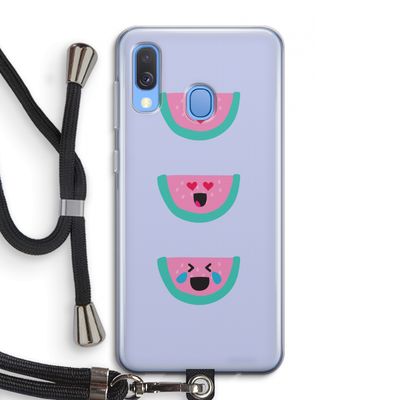 Smiley watermeloen: Samsung Galaxy A40 Transparant Hoesje met koord