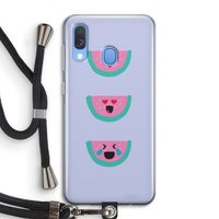 Smiley watermeloen: Samsung Galaxy A40 Transparant Hoesje met koord