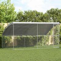 Kippenhok Zilver 400 x 200 x 198.5 cm Gegalvaniseerd staal Kippenhok Zilver 400 x 200 x 198.5 cm Gegalvaniseerd staal