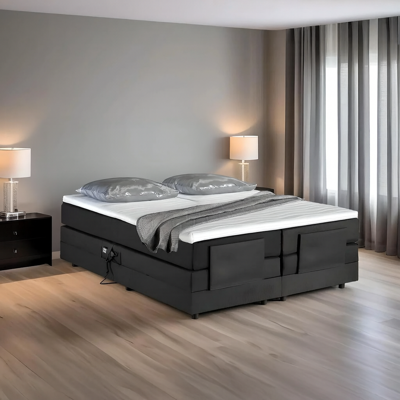 2dekans Elektrische Boxspring Delux - Zonder hoofdbord - 160 x 200 Skaileer Zwart [Stofschade hoeken + Niet in originele verpakking]