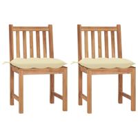 Tuinstoelen 2 st met kussens massief teakhout