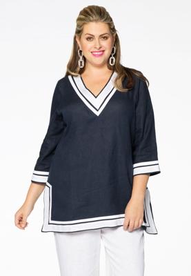 Yoek Tunic v-neck | Blauw | Maat 54/56