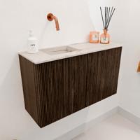 Toiletmeubel Mondiaz Joya Dlux | 70 cm | Meubelkleur Walnut | Faye wastafel Nata Wasbak Links | Zonder kraangat(en)