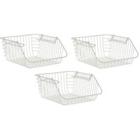 Set van 3x stuks witte opberg/opruim mandjes stapelbaar 29 x 27 x 14 cm
