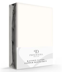 Primaviera Deluxe Katoen-Satijn Topper Hoeslaken Creme-90 x 220 cm