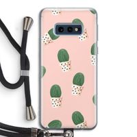 Cactusprint roze: Samsung Galaxy S10e Transparant Hoesje met koord Cactusprint roze: Samsung Galaxy S10e Transparant Hoesje met koord