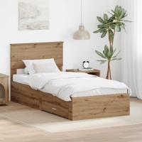 Bedframe met hoofdeinde Artisan Eiken 100 x 200 cm Bewerkt hout