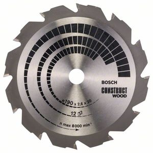 Bosch Accessoires Cirkelzaagblad Construct Wood 190 x 20/16 x 2,6 mm, 12 1st - 2608641201