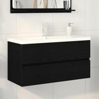 Wastafelkast Zwart eiken 90 x 39 x 62 cm Bewerkt hout