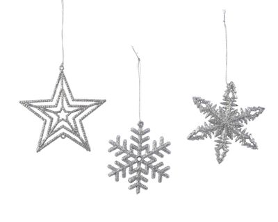 10 stuks! Hanger plastic lintje zilver - Decoris