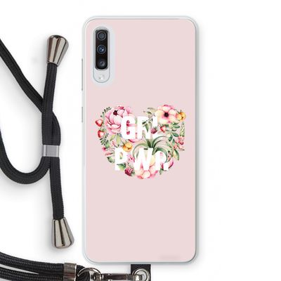 GRL PWR Flower: Samsung Galaxy A70 Transparant Hoesje met koord