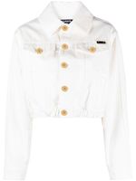 Balmain veste en jean à coupe crop - Blanc