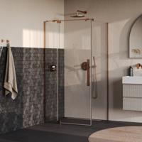 BRAUER Stellar douchecabine met draaideur helder glas 100x100x200 omkeerbaar incl. glascoating PVD koper geborsteld